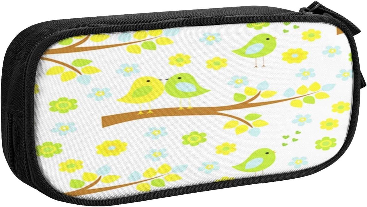 Trousse Lovers Bird Sitting, Grande Capacité Grande Pochette Porte-Stylo