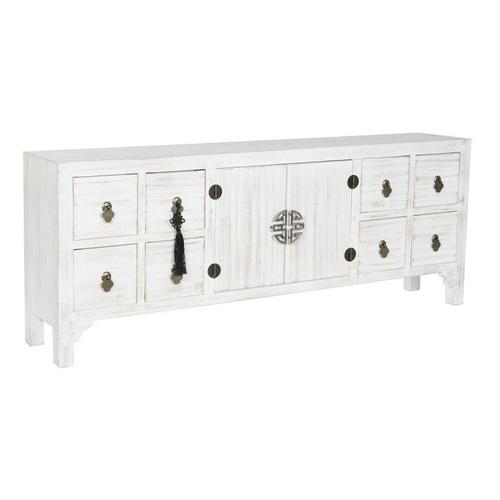 Meubles De Télévision Dkd Home Decor Blanc Naturel Sapin Bois Mdf 130 X 24 X 51 Cm