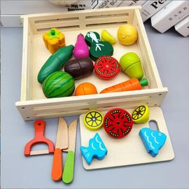 Jouet En Bois, Cuisine Bois Enfant, Fruit Et Legume Jouet A Decouper, Jeux Et Jouets De Rôles De Magnétique Avec Boîte De Rangement En Bois