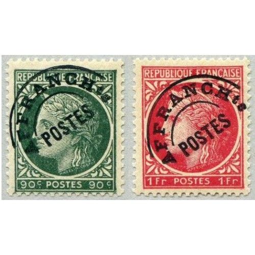 France 1946, Beaux Timbres Neufs* Types Cérès Préoblitérés, Yvert 89 - 90c.Vert Et 90 - 1f. Rouge.