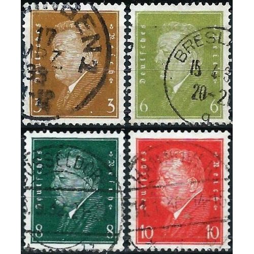 Allemagne, 3ème Reich 1928 / 32, Beaux Timbres Yvert 401 402a 403 Et 404, Président Friedrich Ebert, Oblitérés, Tbe.