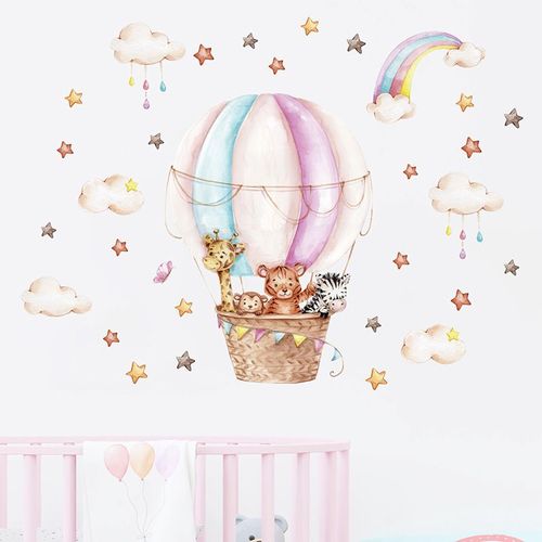 Montgolfières Animal Autocollants Muraux Mural Stickers Chambre Enfants Bébé Garderie Salon(B)