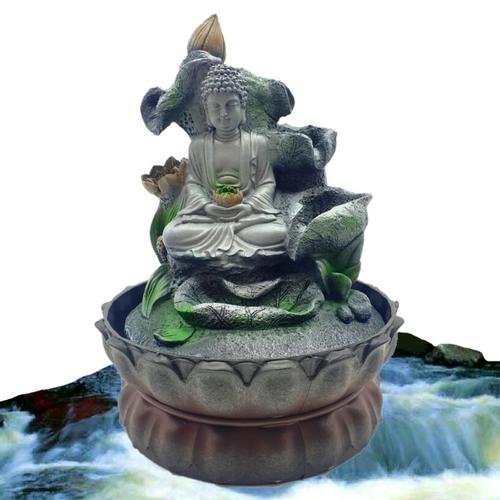 Fontaine Résine Bouddha Lotus & Cascade 28cm