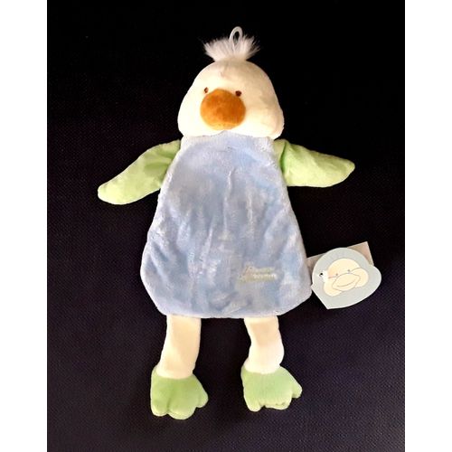 Doudou Plat Canard Tiamo Bleu Vert