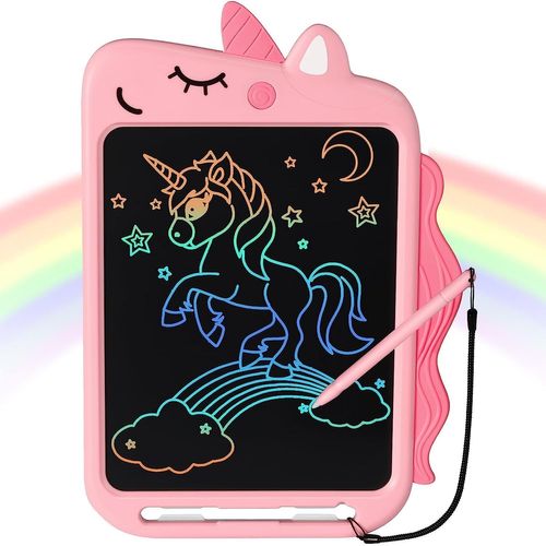 Ardoise Magique Licorne Jouet Enfant 2 3 4 5 6 Ans Fille, Tablette Dessin Enfants 10 Pouces, D'anniversaire Noël (Rose)