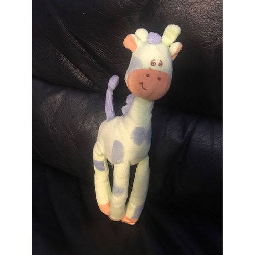 Doudou Tigex Girafe Vert Bleu Orange Pattes Aimantees 27cm