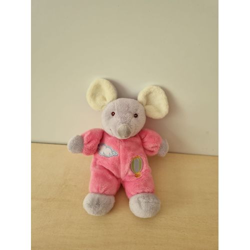 Doudou Souris Grise Rose Montgolfiere Gipsy