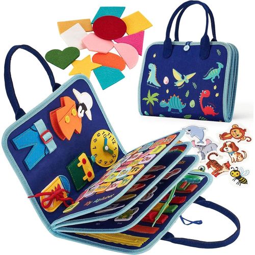 Busy Board Jouet Montessori Pour Enfant 2 Ans,Tableau D'activités Apprendre Compétences De Vie Jouet Éducatifs Pour Enfant 2 3 4 Ans,Bleu