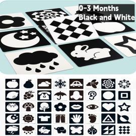 Carte Noir et Blanc Bebe Montessori, 40 Pcs Carte Contraste, Jeux Eveil  Bebe 0 3 6 Mois, Carte Flash Blanc et Noir Jouet Nouveau-Né