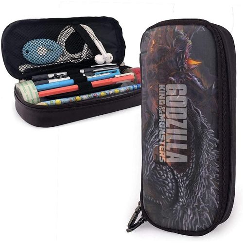 Godzilla Trousse En Cuir Avec Double Fermeture Éclair Pour Stylos/Stylos Motif Monstre