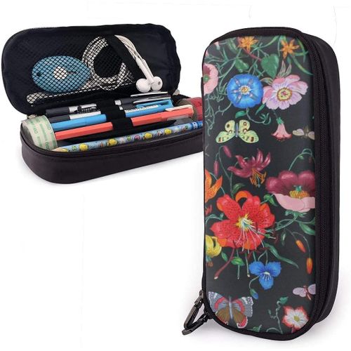 Grande Trousse À Crayons Pour Garçons Et Filles - Motif Floral Et Papillon - Grande Trousse À Crayons Pour Étudiants, Collège - Fournitures Scolaires Et Bureau