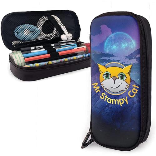 Mr. Stampy Trousse À Crayons En Cuir Avec Motif De Chat Personnalisable