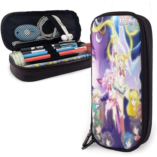 Sailor Moon Trousse À Crayons En Cuir Avec Fermeture Éclair Grande Capacité