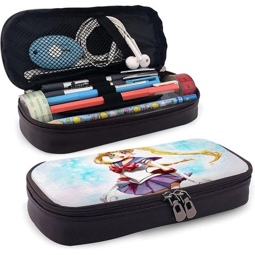 Sailor Moon Trousse À Crayons En Cuir Avec Fermeture Éclair Grande Capacité