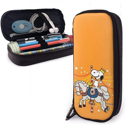 Snoopy Knight Trousse À Crayons Double Fermeture Éclair Pu Grande Capacité