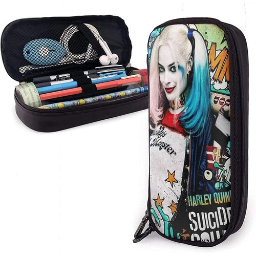 Trousse À Crayons En Cuir Avec Double Fermeture Éclair - Motif Clown Girl H _ Arley Q_Uinn - Pour Adultes, Filles, Garçons, École, Bureau