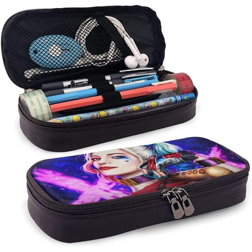 Trousse À Crayons En Cuir Avec Double Fermeture Éclair - Motif Clown Girl H _ Arley Q_Uinn - Pour Adultes, Filles, Garçons, École, Bureau