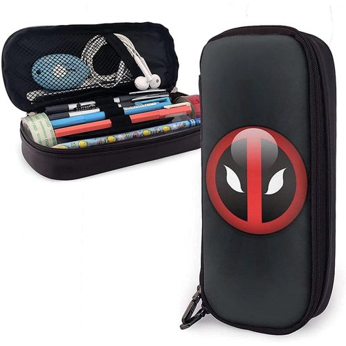 Trousse À Crayons En Cuir Avec Logo Deadpool - Grande Capacité - Organiseur De Bureau Avec Fermeture Éclair - Pour L'école Et Le Bureau