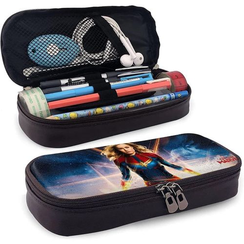 Trousse À Crayons En Cuir Captain Marvel - Trousse De Bureau Portable - Boîte De Rangement Pour Produits Cosmétiques