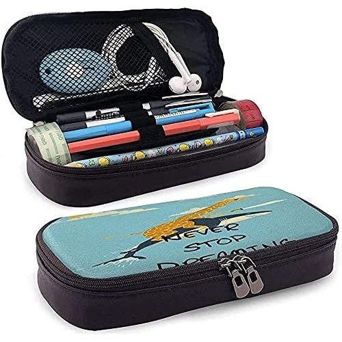 Trousse À Crayons En Cuir Never Stop Dreaming Cerf Et Requin Pirates - Grande Capacité
