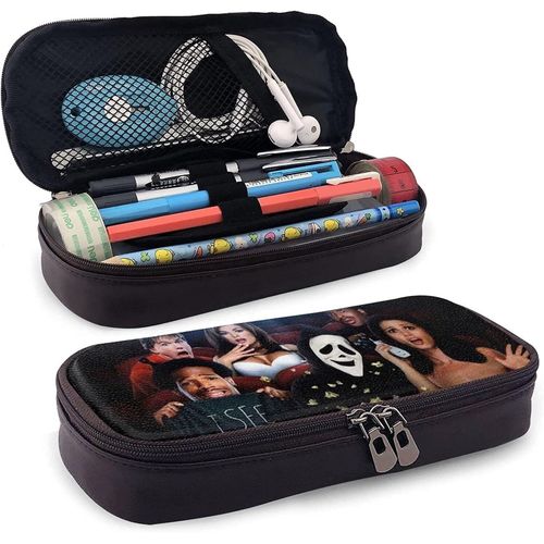 Trousse À Crayons En Cuir Scream Horror Movie - Grande Capacité - Plusieurs Fentes - Pour Bureau, Université, Adulte Et Enfant