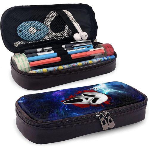 Trousse À Crayons En Cuir Scream Horror Movie - Grande Capacité - Plusieurs Fentes - Pour Bureau, Université, Adulte Et Enfant