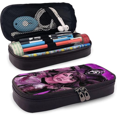 Trousse À Crayons En Cuir Scream Horror Movie - Grande Capacité - Plusieurs Fentes - Pour Bureau, Université, Adulte Et Enfant