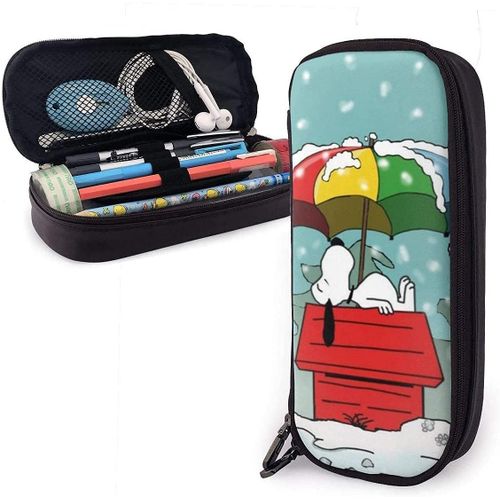 Trousse Snoopy Snow Day - Double Fermeture Éclair - En Polyuréthane - Grande Capacité