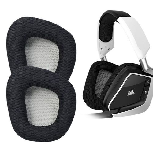 Coussinets de rechange confortables en tissu maille pour casque Corsair Void Pro Elite,coussinets de casque (Gris)