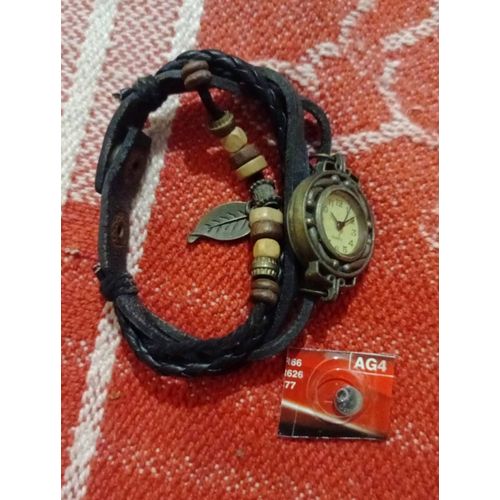 Montre En Lanière De Cuir + Pile