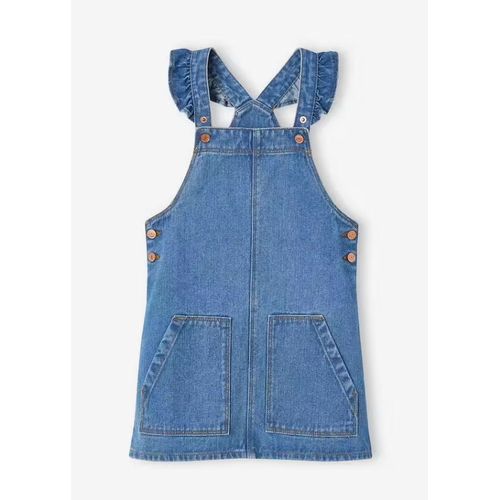 Robe Salopette En Jean Bretelles Volantées Fille - Stone (Vertbaudet)