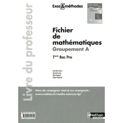 Fichier De Mathématiques Tle Bac Pro Groupement A - Livre Du Professeur