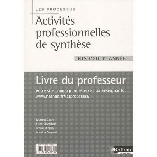 Activités Professionnelles De Synthèse Bts Cgo 1re Année - Livre Du Professeur