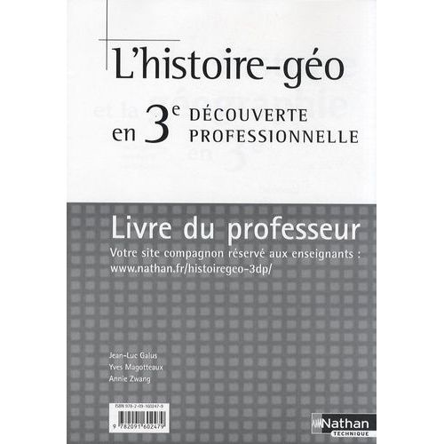 L'histoire Et La Géographie En 3e Découverte Professionnelle - Livre Du Professeur