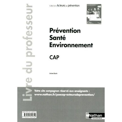 Prévention Santé Environnement Cap - Livre Du Professeur
