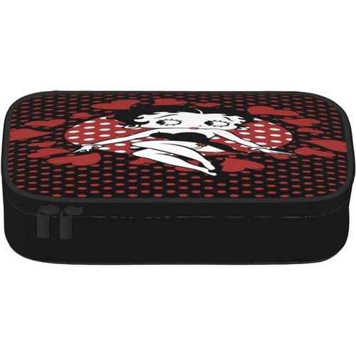 Betty Boop Trousse À Crayons Grande Capacité Avec Double Fermeture Éclair Pour Bureau, Papeterie, Maquillage, Avec Compartiments Pour Filles, Garçons Et Adultes
