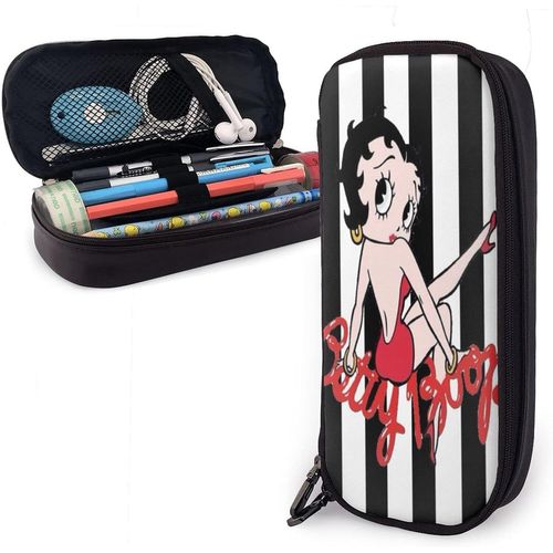 Betty Boop Trousse À Crayons Grande Capacité Avec Double Fermeture Éclair Pour Bureau, Papeterie, Cosmétiques Avec Compartiments Pour Filles, Garçons Et Adultes