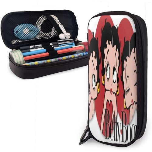 Betty Boop Trousse À Crayons Grande Capacité Avec Double Fermeture Éclair Pour Bureau, Papeterie, Cosmétiques Avec Compartiments Pour Filles, Garçons Et Adultes