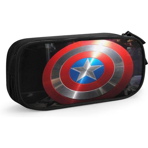 Captain America Grande Trousse De Rangement À Double Fermeture Éclair Pour Maquillage, Stylos, Crayons