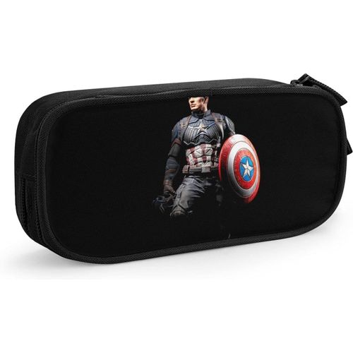 Captain America Trousse À Crayons Avec Compartiments Double Face Rigide Pour Enfants