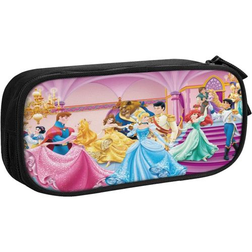 Grande Trousse De Rangement Avec Double Fermeture Éclair Pour Maquillage Et Crayons Motif Princesse Disney
