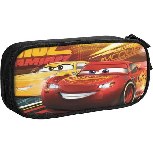 Grande Trousse De Rangement Disney En Forme De Voiture À Double Fermeture Éclair Pour Maquillage, Stylos, Papeterie