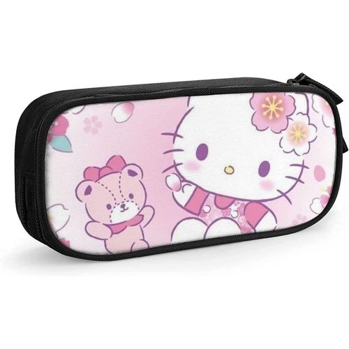 Hello Kitty Trousse À Crayons Avec Fermeture Éclair Pour Étudiants Bleu/Noir