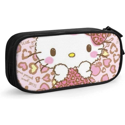 Hello Kitty Trousse À Crayons Avec Fermeture Éclair Pour Étudiants Rose/Noir