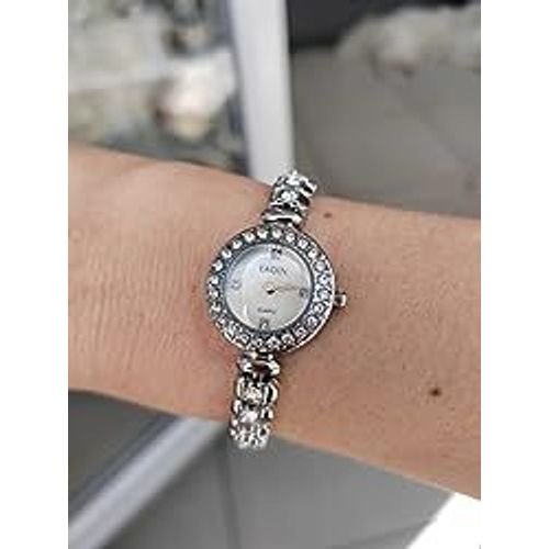 Montre Avec Zircons, Bracelet En Acier Orné De Zircons
