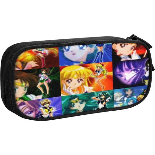 Sailor Moon Grande Trousse De Rangement À Double Fermeture Éclair Pour Maquillage, Stylos, Papeterie