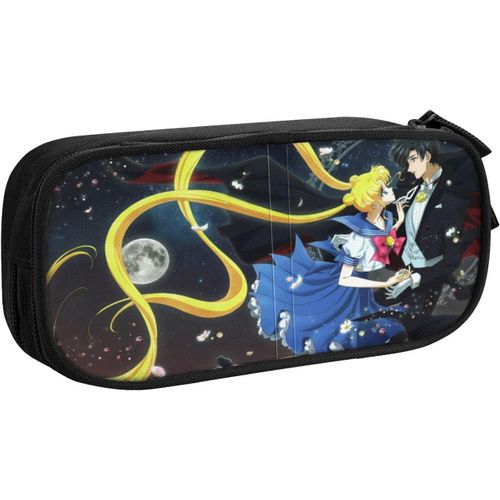 Sailor Moon Trousse À Crayons Grande Capacité Avec Double Fermeture Éclair Pour Stylos, Papeterie De Bureau, Trousse De Maquillage Avec Compartiments Pour Filles, Garçons Et Adultes