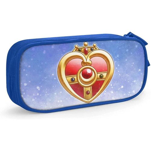 Sailor Moon Trousse À Crayons Grande Capacité Avec Double Fermeture Éclair Noir/Bleu