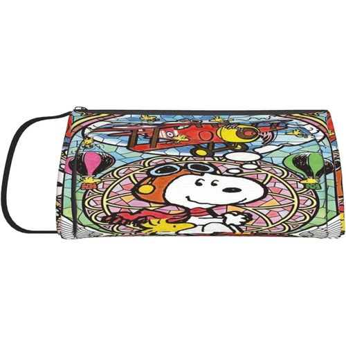 Snoopy Grande Trousse De Rangement À Double Fermeture Éclair Pour Maquillage, Stylos, Articles De Papeterie