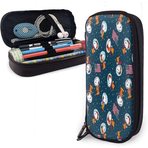 Snoopy Trousse À Crayons Grande Capacité Avec Double Fermeture Éclair Pour Bureau, Papeterie, Maquillage, Avec Compartiments Pour Filles, Garçons Et Adultes
